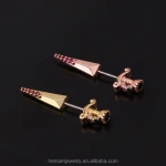 Personality rainbow CZ moon star shape stud tragus piercing lobe daith earrings for women