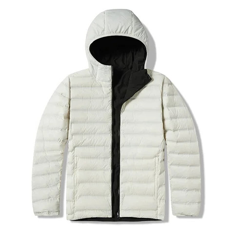 Plain white duck down with custom logo puffy waterproof winter unisex down jacket