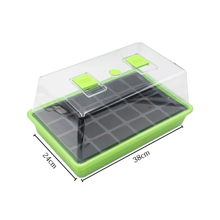 Plant Plastic Breathable Cover Nursery Pot Grow Box 24 Cell Germination Seeding Plate Seedling Tray