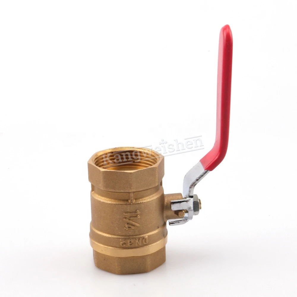 PN25 Long Red Handle Water Flow Control Brass Ball Valve