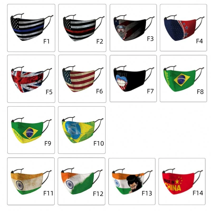 Popular popular national flag masks 3D washable customizable breathable printed masks