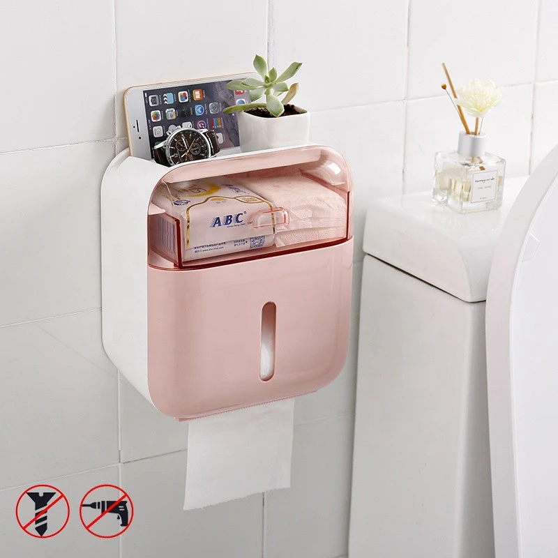 Premium Wall Mounted tissue box holder Waterproof Bathroom paper holder multifunctional tissue box plastic