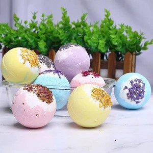 private label bath fizzies salts with flower 6pcs gift box bath bombs kids toys