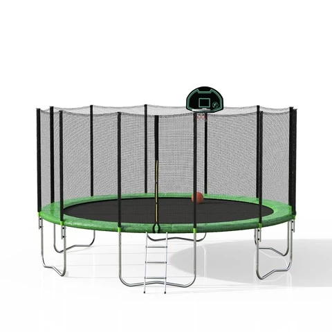 ProCircle Outdoor Trampoline with Basketball Hoop and Enclosure