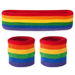 Promotion Gift Customs breathable stretch rainbow sweatband