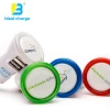 promotional fast led 2 port usb mobile phone smart car charger with light logo original factory