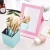 Import PU Leather Cushioned Cover Makeup Mirror Vanity Folding Tabletop Mirror from China