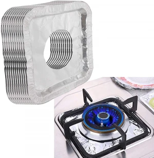 Ready in stock square foil aluminum gas stove burner covers protectors gas stove liner