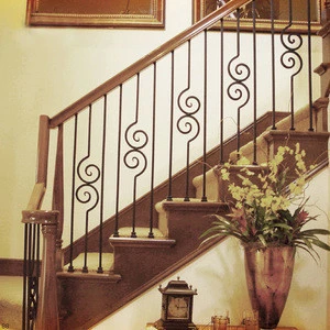 Real estate wrought iron railing inside house stair balustrade part