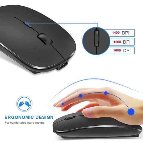 Rechargeable Ergonomic Mouse 2.4g Wireless Portable Optical Mouse With Usb Receive