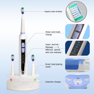 Rechargeable Sonic electrical toothbrush with 2 replacement head sg909