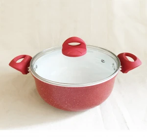 Red  Aluminum cookware pot with marble