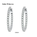 Rhodium Plating Women White Zircon Stone Fashion Hoop Earring Jewelry