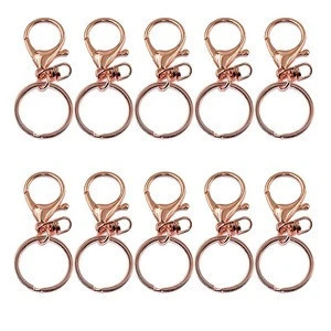 Rose Gold Swivel Lobster Clasp Trigger Clip Key Ring Keychain Split Ring DIY