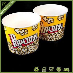 ROUND CUP STYLE DIE-CUT PAPER FANS SINGLE SIDE PE COATED CUSTOM LOGO AND SIZE PAPER FAN FOR POPCORN AND FRIED CHICKEN BULKET