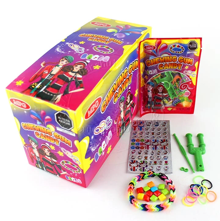 Rubber band with Chewing Gum candy in bag / childrens woven toy candy