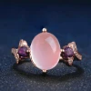s925 sterling silver ring natural naked egg-shaped pink crystal ring bohemian open female ring