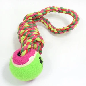 Safety Health Hand Pulled Cotton Rope Tennis Ball Chew Interactive Dog Toys