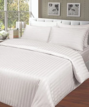 Sateen bed sheet duvet cover,cotton pillow case,3cm stripe satin bedding set