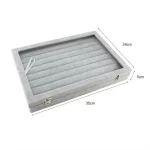 SESI Grey Velvet Jewelry Organizer Rings Storage Tray With Cover Slot Ring Necklace Earring Bracelet Display Tray