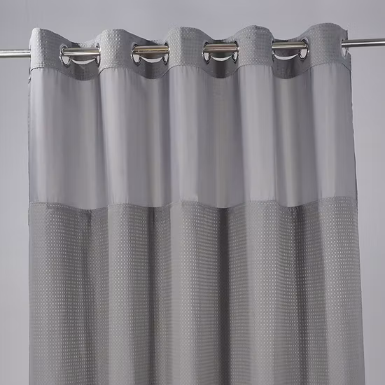 Shower Curtains Bathroom Set with Snap in Liner, Waffle Fabric Heavy Duty Thick Fabric Hookless Shower Curtains