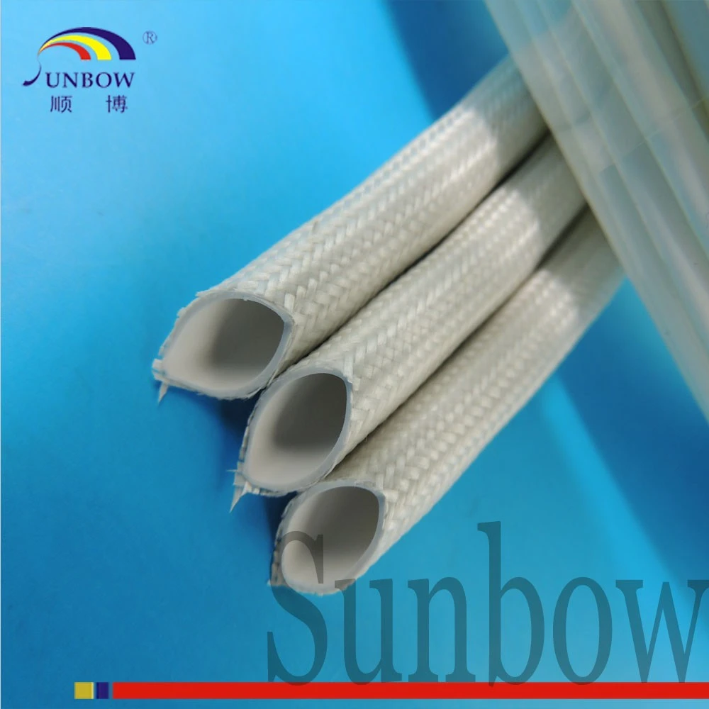 Silicone glass fiber braided rubber insulation sleeve( Inside rubber, outside fiber)
