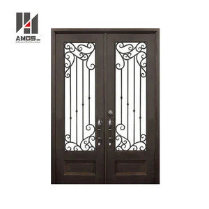 Simple Decorative Galvanized Gate Design, Cheap Fancy Customized s Modern Main House Garden Front Entrance Wrought Iron Door