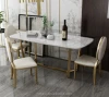 Simple Light Luxury Stainless Steel Marble Dining Tables Modern Creative Golden Dinning Table Set