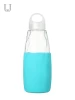 Simple solid color design  potable Borosilicate Glass with Silicon Sleeve water bottle
