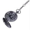 Smooth And Bright Retro Two-faced Black Necklace Simple Pocket watch