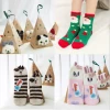 Socks winter floor hosiery adult stockings female thickened Christmas stocking day by half-side velvet cartoon socks