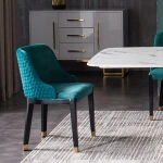 Solid Wood Dining Chair Restaurant Hotel Velvet Fabric Chairs Nordic Style Home Furniture