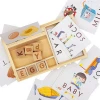 Solid Wooden Educational Toys Learning Matching Letter Games and Develops Alphabet Words Spelling Skills Letter Block for Girls