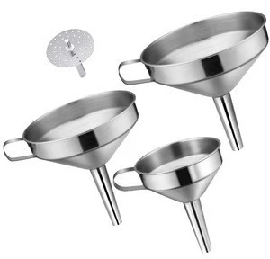 Stainless Steel 201 Metal Funnel With Filter Strainer