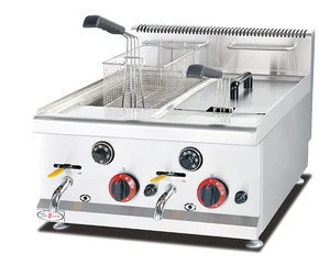 Stainless Steel Commercial Cooking Equipment Counter Top 2cinder 2 Basket Gas Fryer Stove