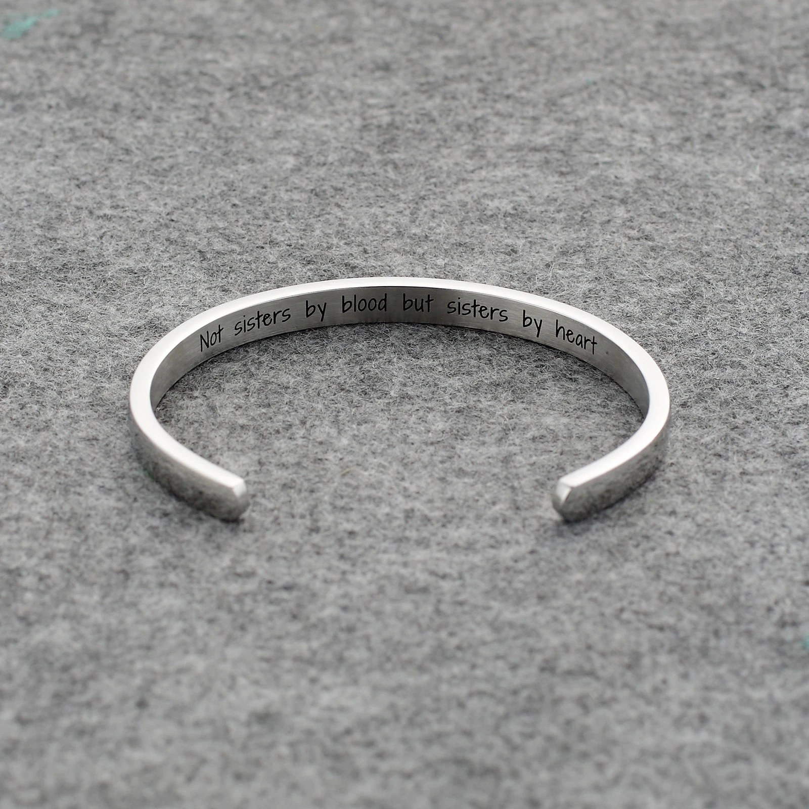Stainless Steel Jewelry Hand Stamped Engraved Inspirational Mantra Message Bangle 6MM Cuff Bracelet Round