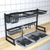 Stainless Steel Over Sink with Black Kitchen Organizer Dish Drainer Rack
