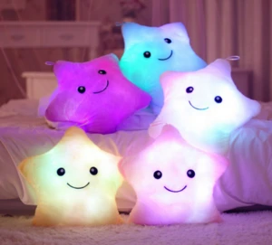 Stars Plush Pillows LED Glowing Cushion Light Up Toy/Cute Colorful LED Toy Luminous Five Stars Flashing light Pillow