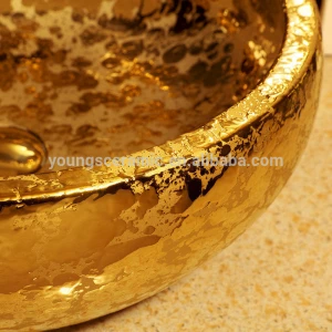 Stately gold color art porcelain ceramic bathroom sinks