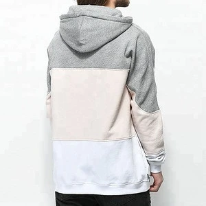 Street Style Color Block Pullover Sweatshirt Grey Hoodie For Men
