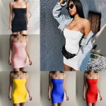 Summer High Waist spaghetti strap sheath Club mini Sleeveless dress women bodycon dress