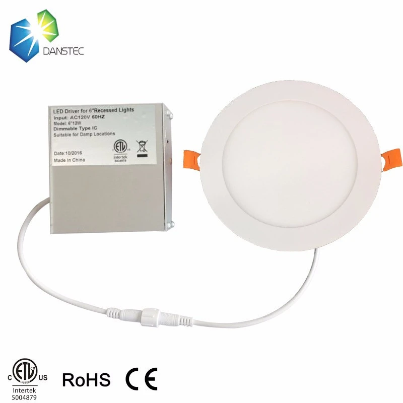 Super slim thin high efficiency recessed round 4 inch 9w 12w 18w 24w led flat panel light with junction box
