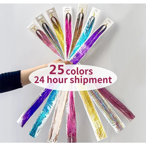 Buy Thai Hair Silk Tinsel Heat Resistant 22colors 93cm 120cm Diamond ...