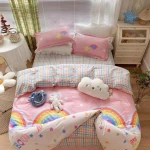 The rainbow pattern Bedsheet Luxury  Bedding Set 100% Cotton Bed Sheet Set Case Plain Quantity Cover