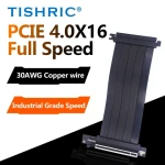 TISHRIC 20cm Full Speed 4.0 PCIE X16 Copper Cable Shielded Extender for GPU Graphics Card Extension Riser Pliable Cable