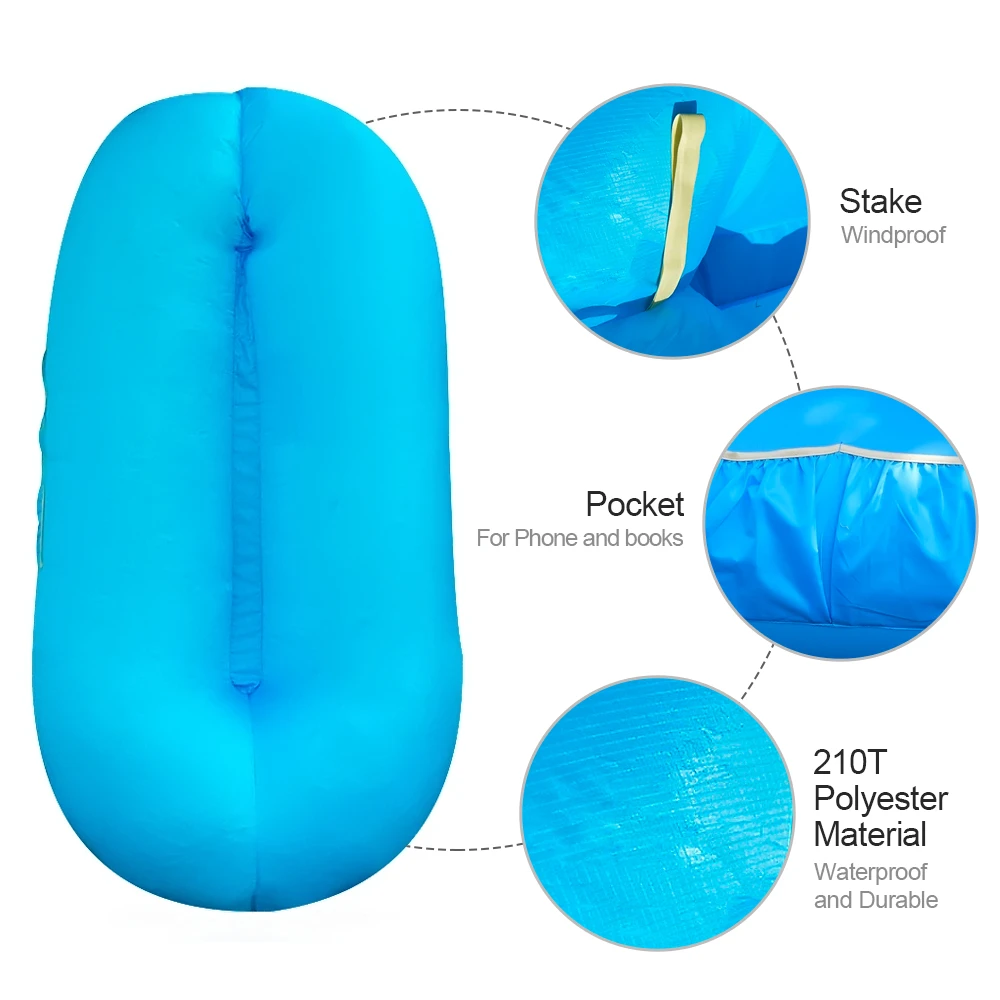 Travel Camping Inflatable Air Lazy Sofa Lounger Sleeping Bed Air Filling Sun Lounger Bag Beach Inflatable Sofa Chair