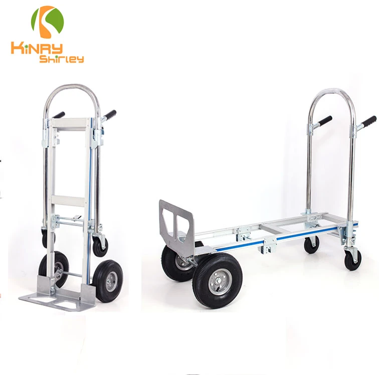 Two in one multifunctional hand truck 3in 1 aluminum heavy duty foldable hand trolley
