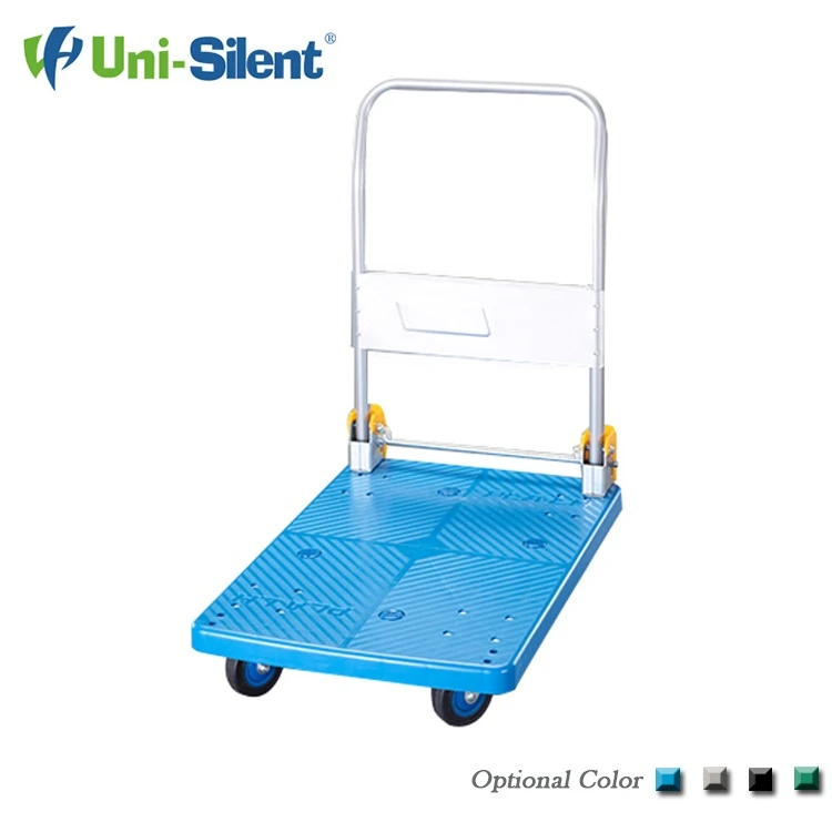 Uni-Silent 150kgs Folding Handle Cover Plastic Platform Trolley with Brake Rack PLA150TS-DX