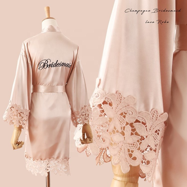 Buy Unique Design Lace Bride Robe Sleepwear Embroidery Robe Kimono ...