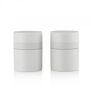 Unique fancy custom label printing stackable empty cosmetic cream airless jar recycled plastic body cream mini jar with pump